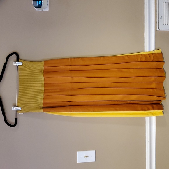Peter Do Pleated Color Block Yellow Orange Skirt Size S - Picture 3 of 15